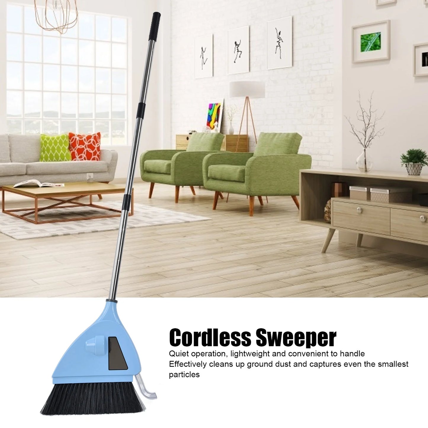 Cordless Electric Broom & Vacuum 2-in-1 - USB